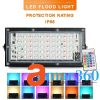 RGB LED Flood Light With Remote Controlled IP66 Waterproof Landscape & Outdoor Lighting (50W, AC220V) – Black Color