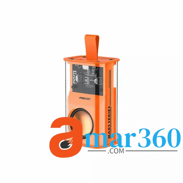 RECCI RSK-W30 Transparent Wireless Speaker With RGB Light- Orange Color