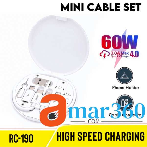 Remax RC-190 Multifunction Data Cable Set – White Color