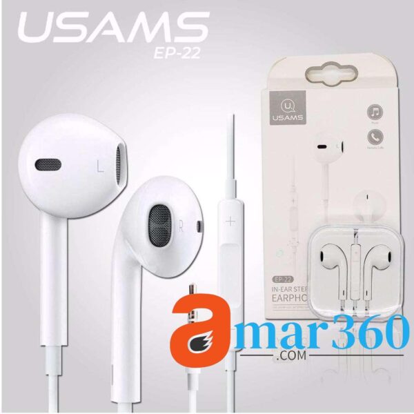 USAMS In-Ear Earphone (EP22)- White Color