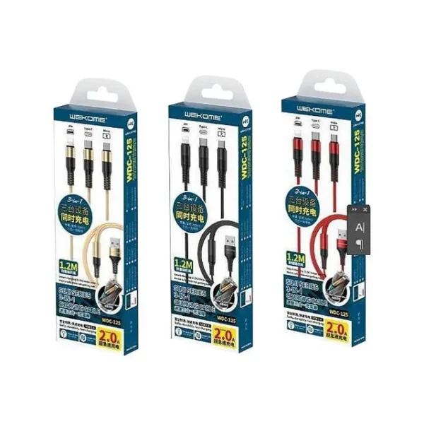 REMAX RC-070TH 2A 1.2M 3 In 1 Fast Charging Braided Cable