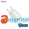 WiWU 33W Gan Fast Charger USB-C + QC3.0 Power Adapter- White Color