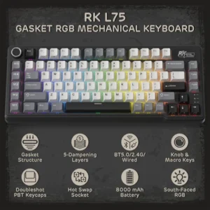 ROYAL KLUDGE RK L75 Tri-Mode Hot-Swappable Wireless Mechanical Gaming Keyboard in Bangladesh