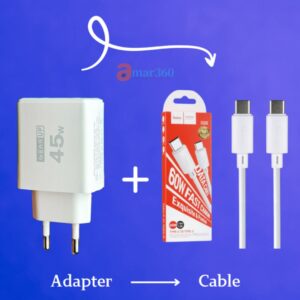 GearUP 45W Fast Charger + Hoco 1m PD Fast Charging Cable Combo Price in Bangladesh