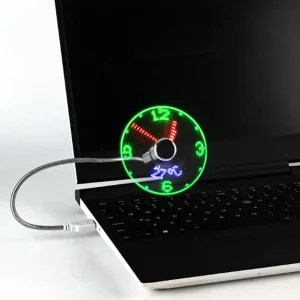 Metal Mini Fan DC 5V LED Clock Fan Real Time Display Clock Fans Time Temperature Display