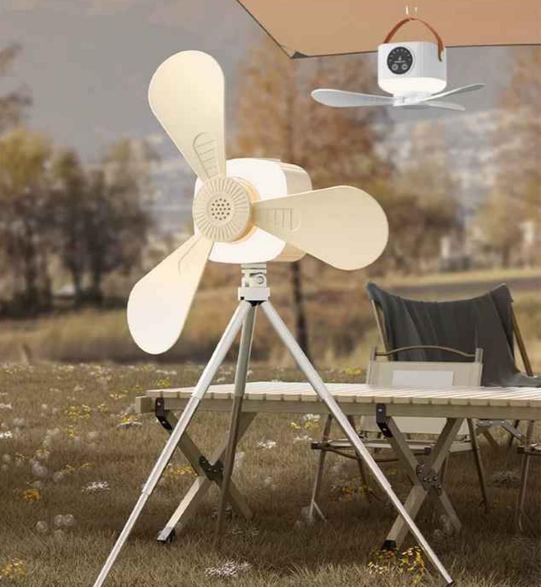 Wireless Rechargeable Mini Ceiling Fan with Remote, Tripod & LED Light